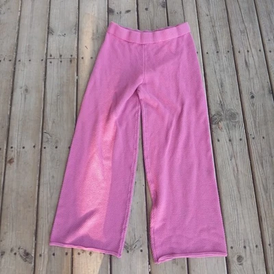 Розовая лилия вафли трикотажа широкие ноги гостиной брюки женщин M - Изображение 1 из 4