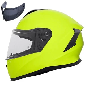 ZORAX Falcon Full Face Yellow Helmet Motorbike & Scratch-Resistant Smoke Visor - Picture 1 of 14