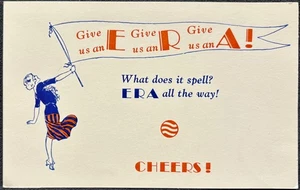 USA EQUAL RIGHTS AMENDMENT POSTCARD 1978-CHEERS-LIBERTY SERIES D-1~WOMAN & FLAG - Picture 1 of 2