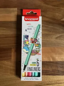 Bruynzeel Fineliner Pen Set Assorted Light Colours Pack of 6 New - Picture 1 of 3