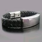 Men's Touch of Modern Stainless Steel Leather Bracelet