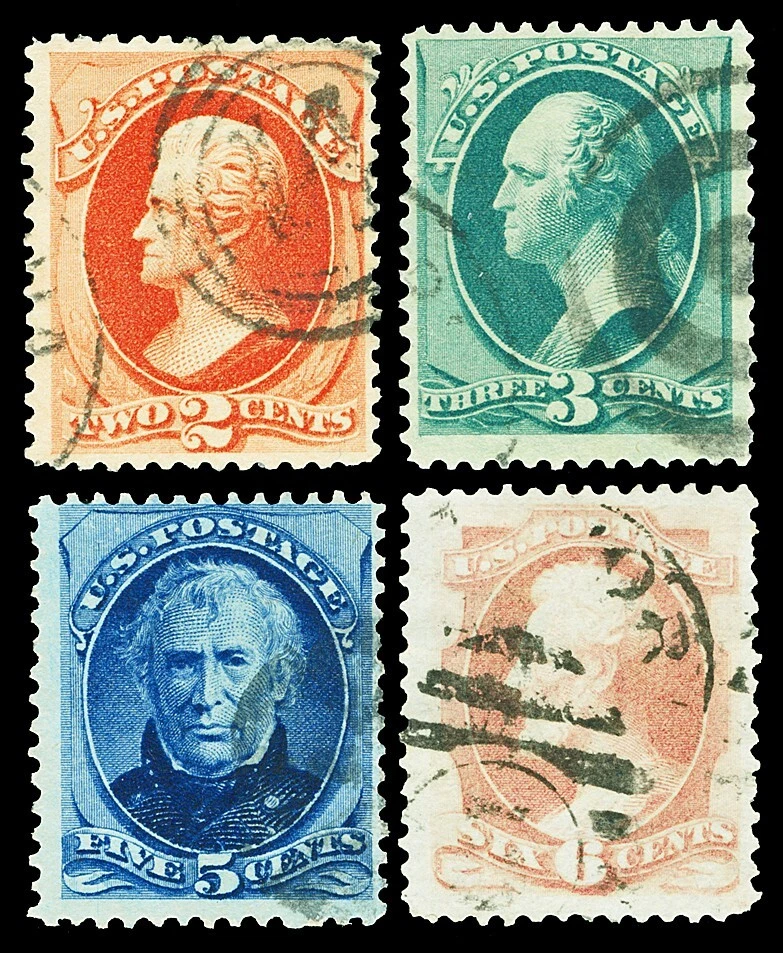 Scott 183, 184, 185, 186 1879 2c-6c Large Banknote Issues Used F-VF Cat $44.50 - Image 1 of 1