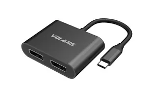 VOLANS VL-UC2DP Aluminium 8K USB-C to Dual DisplayPort Adapter with MST - Picture 1 of 6