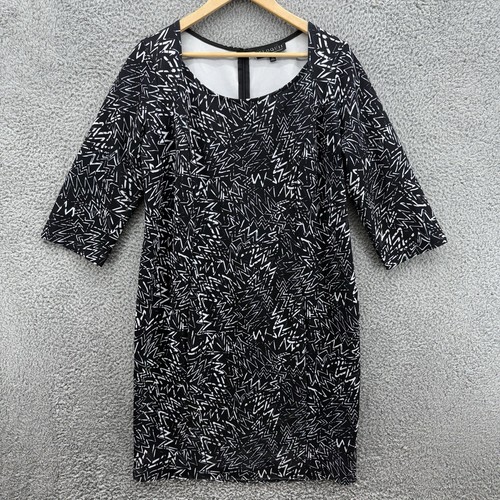 VETEMENTS Abito midi donna Eloquii 16 nero bianco stampa paisley manica 3 4 foderato elasticizzato