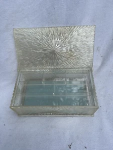 Vintage Celebrity Clear Lucite Starburst Jewelry Vanity Box WTray/insert Cushion - Picture 1 of 11