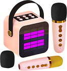 Mini Karaoke Machine for Kids with 2 Wireless Microphones Portable Bluetooth Spe