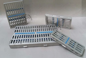 4 PCS SET STERILIZATION CASSETTE RACK TRAY HOLD 5 10 7 & 20 DENTAL INSTRUMENTS - Picture 1 of 2