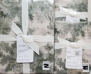 POTTERY BARN Jardin Toile FULL/QUEEN Duvet & 2 EURO Shams NEW ~ GREEN - Picture 1 of 1