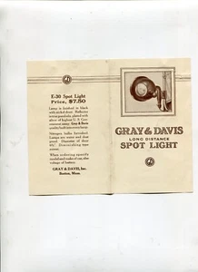 Vintage Advertising Brochure GRAY & DAVIS LONG DISTANCE SPOT LIGHT Boston - Picture 1 of 2