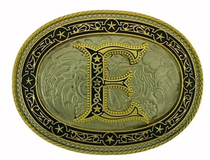 Initial E Letter Men Women Belt Buckle Vintage Metal Style Cowboy Rodeo Western - Picture 1 of 7