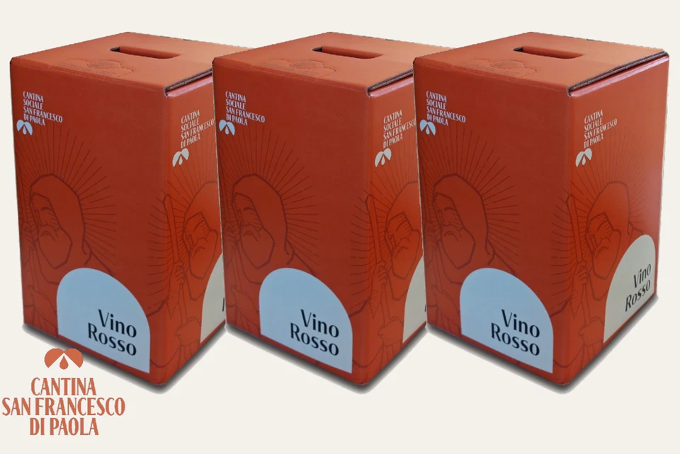 CANTINA SAN FRANCESCO DI PAOLA VINO ROSSO IN BAG IN BOX DA 10 LT X 3 - 30LITRI - VENDEMMIA 2024