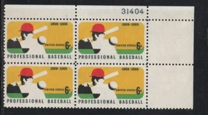 ALLY'S US Plate Block Scott #1381 6c Professional Baseball [4] MNH - F/VF [STK] - Picture 1 of 1