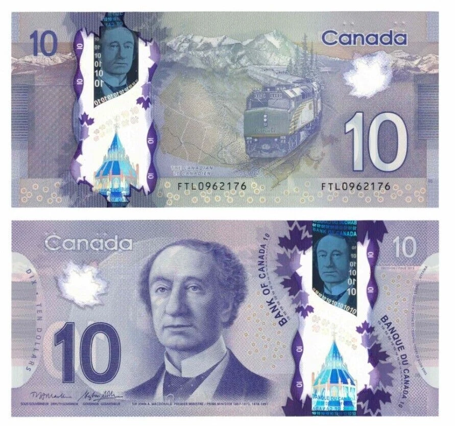 2013 Canada Bank P107b BC70b FTL 10 Dollars Macklem Poloz Banknote UNC Polymer - Image 1 of 1