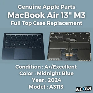 OEM Apple MacBook Air 13” M3 2024 A3113 Keyboard Housing + Battery - Midnight - Picture 1 of 7