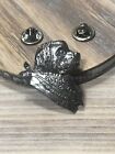 A-Hand Crafted Pewter Lapel Pin-River's Edge-Dog Head Wearing Scarf-  Pin