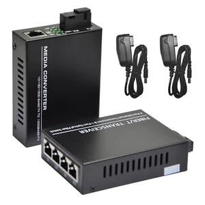 10/100/1000Mbps Single Mode 1&4 RJ45 Ethernet to Fiber Optic Media Converter r - Picture 1 of 9