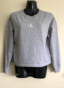 Calvin Klein Jeans Wm's sz XS -8 Grey 100% Cotton Windcheater Long Sleeve Logo - Picture 1 of 7
