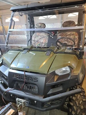 09-14 Polaris Ranger 800,XP Clear Folding Windshield..1/4 THICK Polycarbonate! - Image 1 of 4