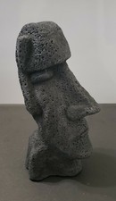 Authentic Volcanic Rock Moai Statue from Rapa Nui Signed Mexcco