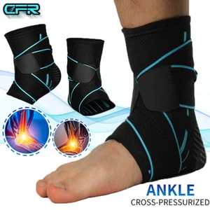 Ankle Support Brace Compression Sleeve Pressured Strap Sprains Pain Relief Sport - Picture 1 of 15