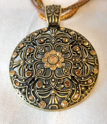 Collar Lia Sophia Latón Semilla Cuentas Citrino Estrás Colgante Ajustable Foto 1 de 4