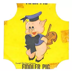Geigerschwein Walt Disney Brot Ende Etikett um 1950 - Bild 1 von 2