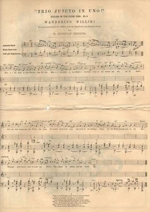 1850 = SPARTITO MUSICALE OTTOCENTESCO = Trio in Uno = Originale = RARO MUSIC - Picture 1 of 1