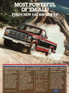 1984 Vintage Printanzeige Ford 5.8L Mid-Size V-8 Pickup rot schwarz Dirt Road Truck - Bild 1 von 2