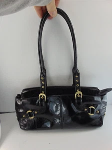 ADRIENNE VITTADINI BLACK GENUINE LEATHER SHOULDER BAG - MINT CONDITION! - RARE - Picture 1 of 10