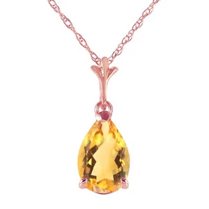 18K. SOLID GOLD NECKLACE WITH NATURAL CITRINE (Rose Gold) - Picture 1 of 2