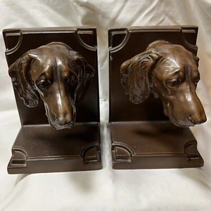 Classic Nuart Bronze Colored Metal Setter/Pointer Dog Bookends - Picture 1 of 7