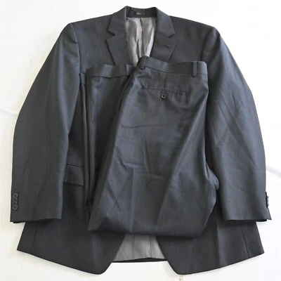 Michael Kors 40R 34x30 Black Striped 100% Wool Mens Jacket Pants Suit - Image 1 of 4