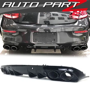Schwarz Glanz Heckdiffusor Auspuff Endrohre für Mercedes C205 A205 C43 AMG Line - Afbeelding 1 van 12