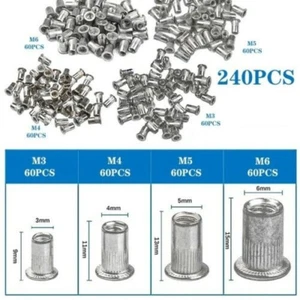 240Pcs Mixed Aluminum Rivnuts Blind Set Rivet Nut Tool Threaded Nuts M3/M4/M5/M6 - Picture 1 of 11