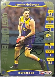 Tarjeta dorada Teamcoach 2019 autógrafo firmado por Jeremy McGovern West Coast Eagles - Imagen 1 de 1