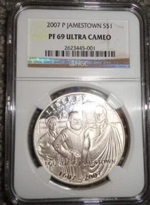 2007-P Jamestown Commemorative Dollar NGC PF 69 Ultra Cameo - Picture 1 of 2