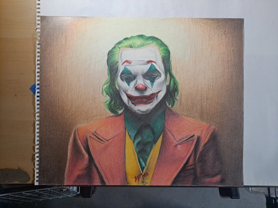 Dibujo a lápiz original de 14x17 pulgadas de Joaquín Pheonix Joker Foto 1 de 1