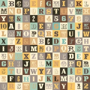Sasparilla Alphabet Teal by October Afternoon for Riley Blake, 1/2 yard fabric - Picture 1 of 2