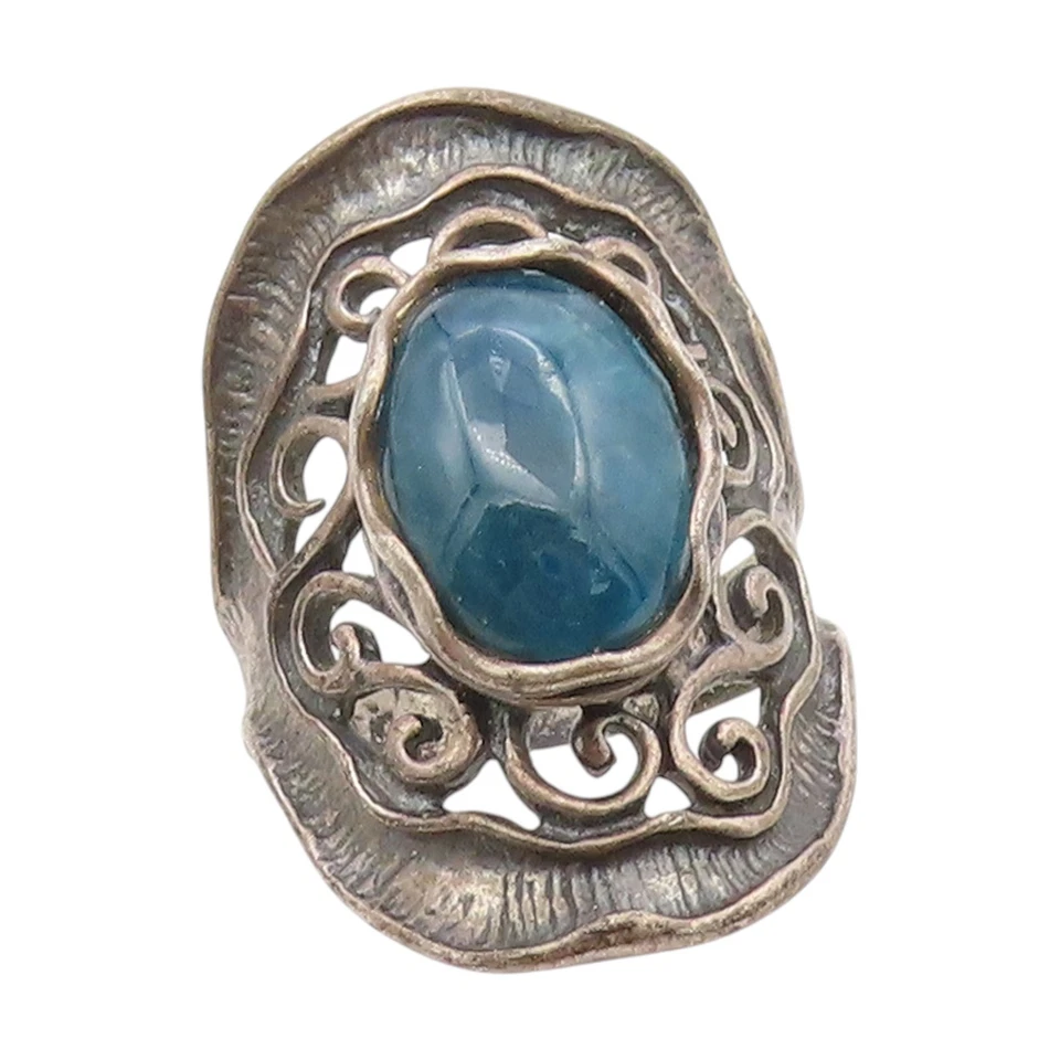 Anillo vintage de plata de ley 925 o piedras preciosas cabujón PAZ ISRAELÍES talla 8 RG34486 Foto 1 de 4