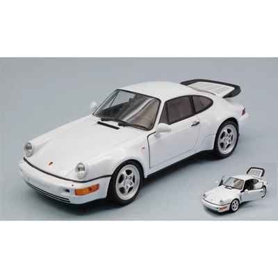 PORSCHE 911 (964) TURBO 1990 WHITE 1:24 Welly Auto Stradali Modellino Nuovo - Immagine 1 di 3