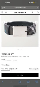 BURBERRY Checked Coated-Canvas and Faux Leather Belt cost £390 - Picture 1 of 6