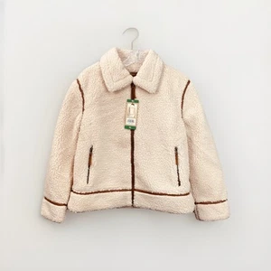 BEARPAW Damen Gr. XL Moto Lammfelljacke Reißverschluss creme Taschen - Bild 1 von 9