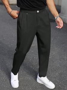 Men's Straight Leg Casual Trousers, Retro British Style Versatile Pants - Picture 1 of 5