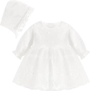 2 Abiti Da Battesimo per Bambine 9-12 Mesi, Abito Da Battesimo in Pizzo Bianco C - Foto 1 di 12
