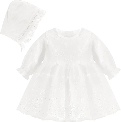 2 Abiti Da Battesimo per Bambine 9-12 Mesi, Abito Da Battesimo in Pizzo Bianco C - Immagine 1 di 4