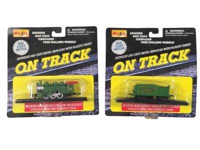 Locomotora de vapor Maisto On Track verde y rojo fundido a presión tren 98 con vagón de carbón 1999 Foto 1 de 4