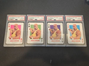 1991 WWF PLAYING CARDS HULK HOGAN ACES Set 3 PSA 10 GEM MINT & 1 PSA 9 - Picture 1 of 4