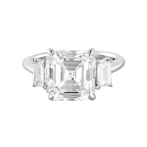 5.847 CTW 3 Stone 14K White Gold Lab Grown Diamond Engagement Ring YJ019 - Picture 1 of 7
