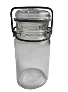 Vintage Glass Mason Jar With Glass Lid Wire Clamp Closure 1780 Marked 5” Tall - Picture 1 of 6