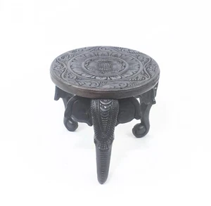 Handmade Wooden Elephant Round Table Flower Pot Stand table Decor Diwali Gift - Picture 1 of 6